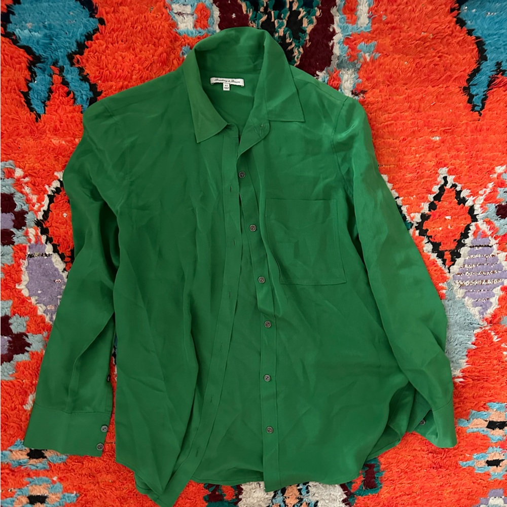 Broadway & Broome - green silk blouse